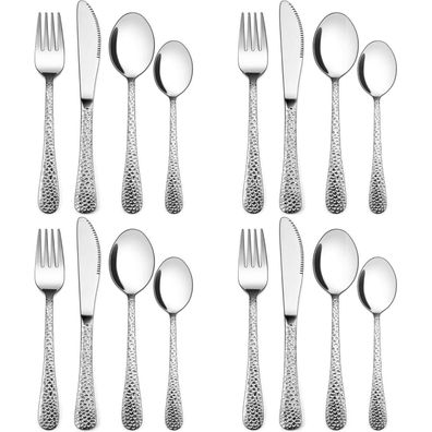 Joyfair Kinderbesteck Set 16-teilig Edelstahl mit Hammergriff, ab 3 Jahre
