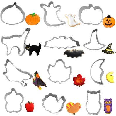 PTaizjjz Halloween Ausstechformen Set, 12 Stück Mini Edelstahl Ausstecher für