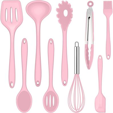 Joyfair 9-teiliges Silikon Küchenhelfer Set - Rosa