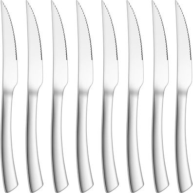 Joyfair Steakmesser Set (8 Stück) Edelstahl mit Wellenschliff, 23cm