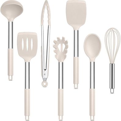 Joyfair Küchenhelfer Set (7-teilig, Khaki) - Antihaft, Hitzebeständig