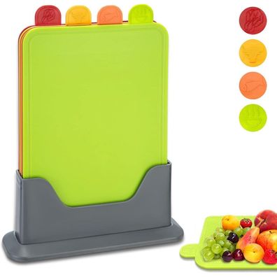 Hunnycook Schneidebrett Set mit Ständer, 4 Stück, Mehrfarbig