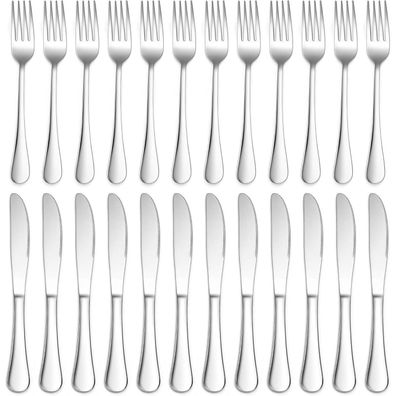 Joyfair Steakbesteck Set 24-teilig Edelstahl für 12 Personen, hochglanzpoliert