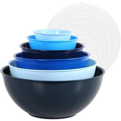 BoxedHome Rührschüsseln Set mit Deckel, 12er-Pack, Blau, Wiederverwendbare