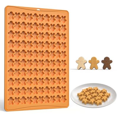 PTaizjjz Weihnachtliche Silikonform mit 100 Lebkuchenmännchen-Mulden für