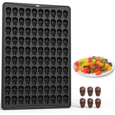 PTaizjjz Halloween Silikonform Totenkopf mit 100 Mulden - Mini Gummiform