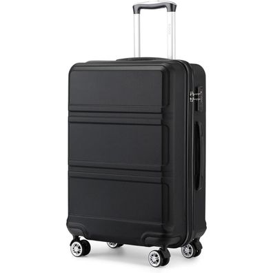 KONO Reisekoffer L (65cm) Schwarz - Robuster ABS Hartschalen-Trolley mit