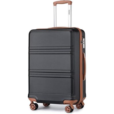 KONO Koffer Trolley M (55cm) Schwarz/Braun - Handgepäck für Wochenendtrips und