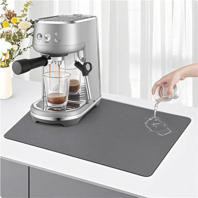 KitchenRaku Abtropfmatte für Kaffeemaschinen und Geschirr, Grau, 40x50cm