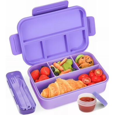 Bugucat Brotdose mit 4 Fächern, 1300ML, auslaufsicher, Bento Box für Kinder