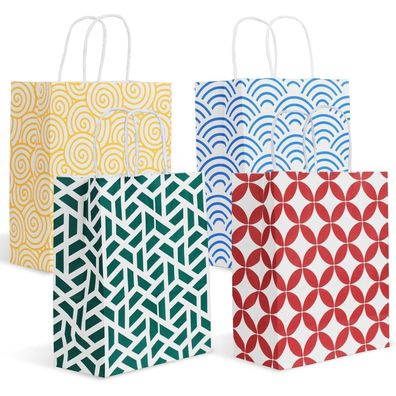 Parmedu Papiertüten-Set: 24 Geschenktüten mit Griffen, 26x21,5x10cm, 4 Farben
