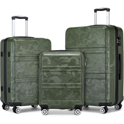 KONO Reisekoffer M (55cm) Grün/Camouflage - Handgepäck Trolley aus robustem ABS