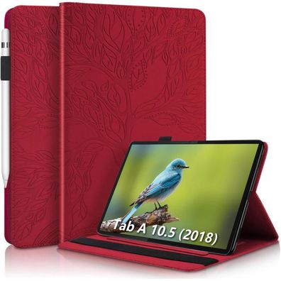 Aswant Galaxy Tab A 10.5 Zoll 2018 Hülle mit Baumprägung, Flip Tasche Lederoptik