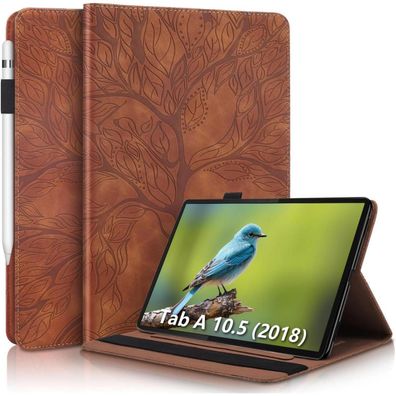 Aswant Galaxy Tab A 10.5 Zoll 2018 Hülle Geprägter Baum PU Leder Flip Tasche