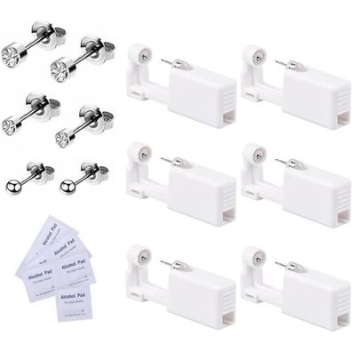 Voarge 6er Set Einweg Ohrlochstechpistolen Kit - Schmerzfreies Selbst-Piercing