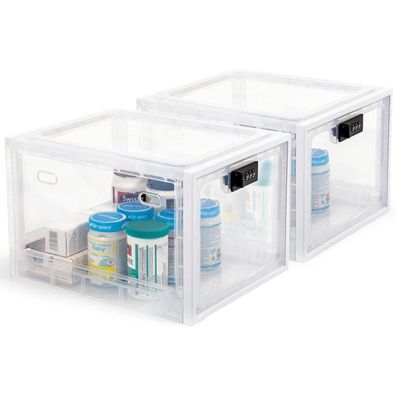 Theo&Cleo Abschließbare Aufbewahrungsbox, durchsichtig, faltbar, 10L, Weiß-2