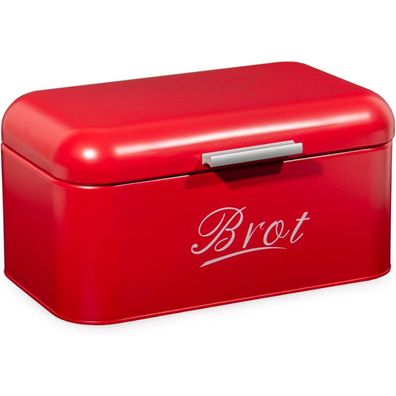 Theo&Cleo Brotkasten aus Metall, Rot, Retro Design - Ideal für Brot, Kekse und