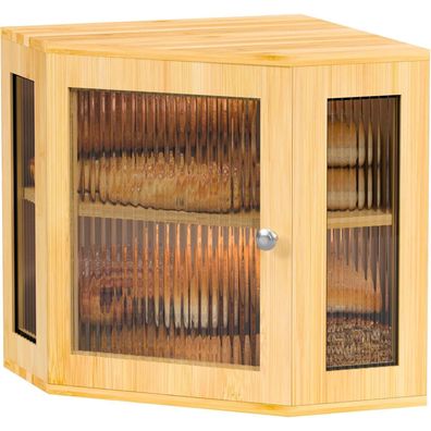 Exabang Eck-Brotkasten aus Bambus mit 2 Etagen, 32x32x35cm