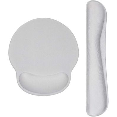 Aoksunova Mauspad mit Gelkissen und Tastatur Handgelenkstütze Set Grau Bt-193