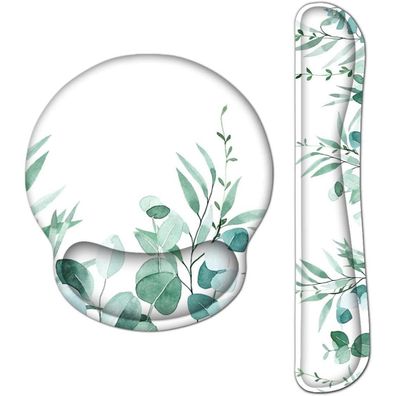 Aoksunova Mauspad mit Handauflage Set, ergonomisch, Gelkissen, Eukalyptus Grün