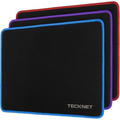 Tecknet Mauspad 3er-Pack, 270 x 210 mm, wasserdicht, Gaming, vernähte Kanten