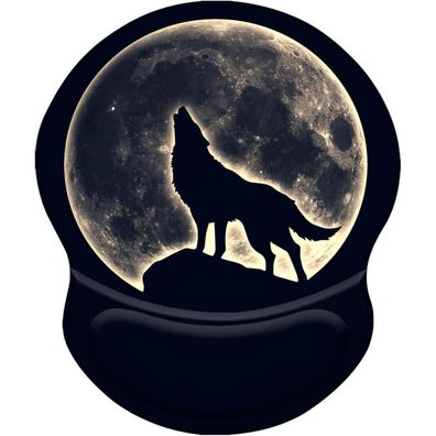 Aoksunova Ergonomisches Mauspad mit Gelkissen und Handauflage, Wolf Design
