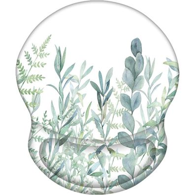 Aoksunova Ergonomisches Gel-Mauspad mit Handauflage, Eukalyptus Motiv