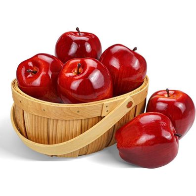 Lorigun Künstliche Äpfel, 6 Stück - Dekorative rote Imitate für Küche und