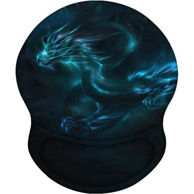 Aoksunova Ergonomisches Mauspad mit Gelkissen und Drachenmotiv - Blau, MA-114
