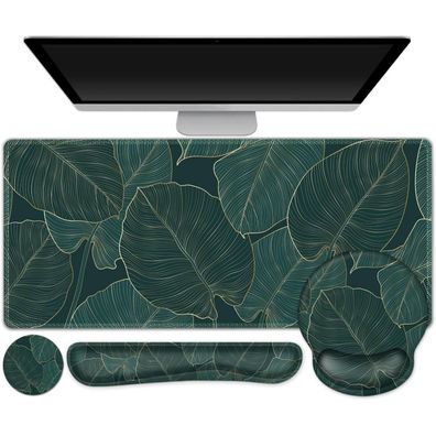 4-in-1 Mauspad Set mit Gelkissen, Handballenauflage, Untersetzer und großem