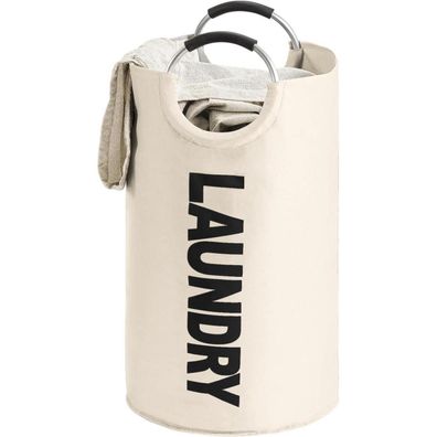 Youdenova Wäschekorb Faltbar 115L mit Griff Beige, Form-Stabil und Leicht
