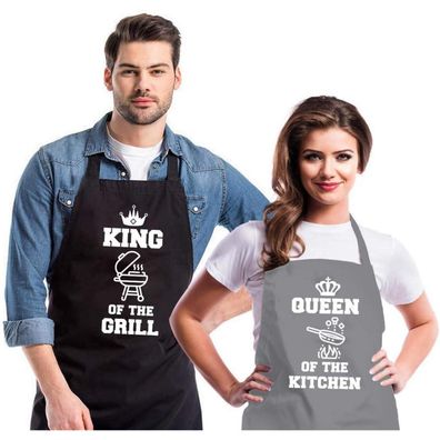 Funpron Küchenschürzen Set für Paare, 2 Stück, lustig, verstellbar, mit 2