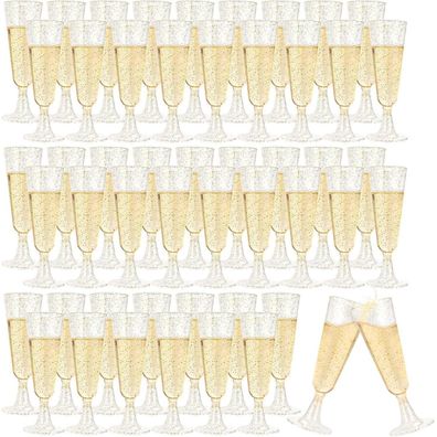 Akolafe 50er Set Sektgläser 150ml aus BPA-freiem Kunststoff, transparent