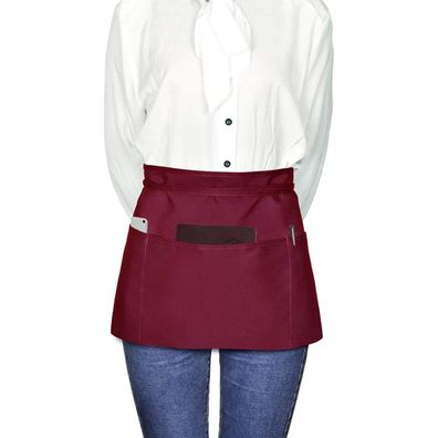 Viedouce Kurze Kochschürze Rot, wasserdicht, mit 3 Taschen für Damen und Herren