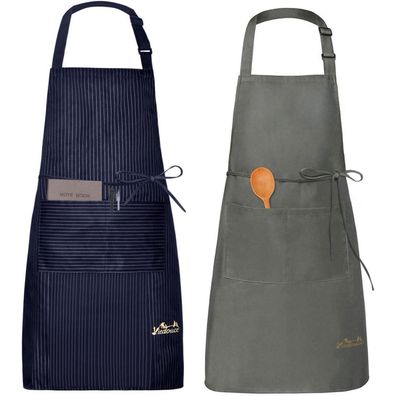 Viedouce 2er Pack Schürzen, wasserdicht & schmutzabweisend, mit 2 Taschen