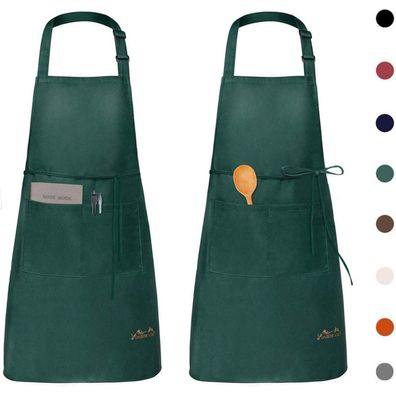 Viedouce 2er Pack Schürze, Wasserdicht mit Taschen, Verstellbar, für Küche