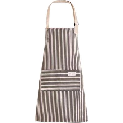 Verstellbare Küchenschürze mit Tasche, Kochschürze aus Baumwolle/Leinen