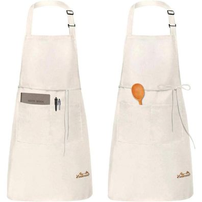 Viedouce 2er Pack Schürze, wasserdicht mit Taschen, verstellbar, für Küche