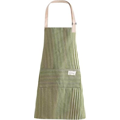 Chef Küchenschürze Grün Gestreift - Verstellbar mit 2 Taschen, aus