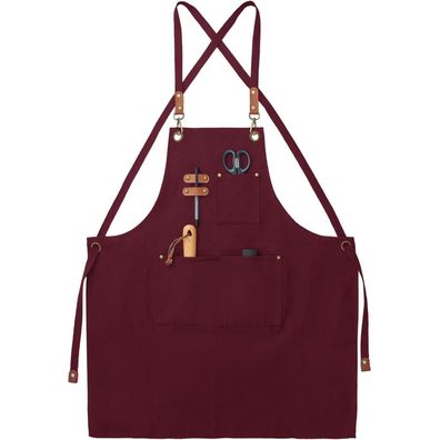 FunChaos Canvas Arbeitsschürze für Damen und Herren, Kochschürze mit Kreuzgurt