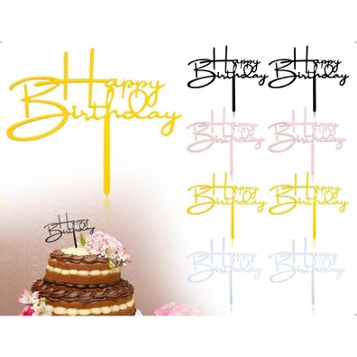 ZoeTekway Happy Birthday Tortendeko Set, 4 Farben Satz 3, Acryl Cake Topper für