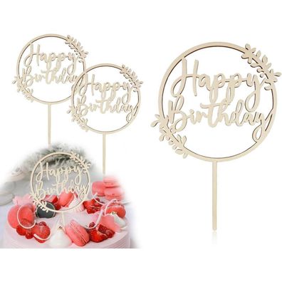ZoeTekway Happy Birthday Tortendeko Cake Topper aus Acryl, Holzfarbe Satz 1 (2