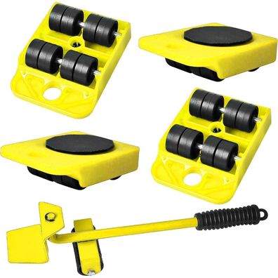 qipuneky 5-teiliges Möbeltransportroller Set mit 4 Rollen und 1 Lastenheber für