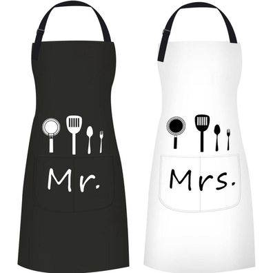 ETLEE Mr & Mrs Kochschürze für Paare mit verstellbarem Nackenbügel und 2