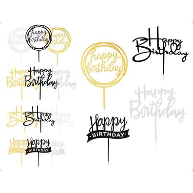 ZoeTekway Happy Birthday Tortendeko Cake Topper aus Acryl, 12 Stück, 3 Farben