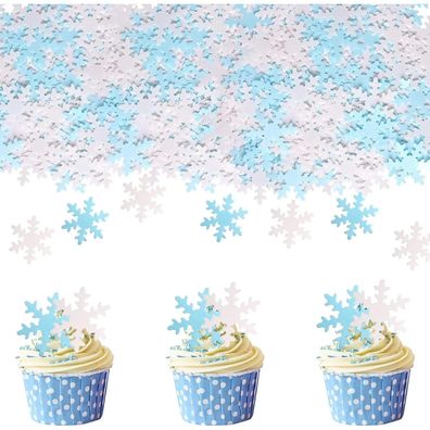 Catelves 50 Stück essbare Tortendeko Weihnachten Schneeflocken, Frozen Deko