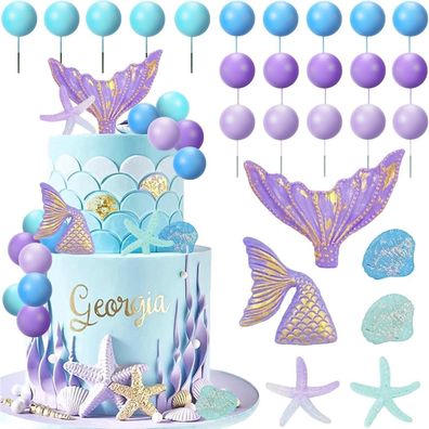 Lukinuo Meerjungfrau Kuchen Toppers 24pcs - Unter dem Meer Kuchen Deko Set mit