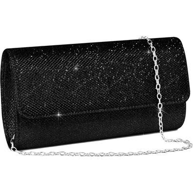 OSDUE Damen Kettentasche Schwarz Elegante Abendtasche Clutch für Hochzeit