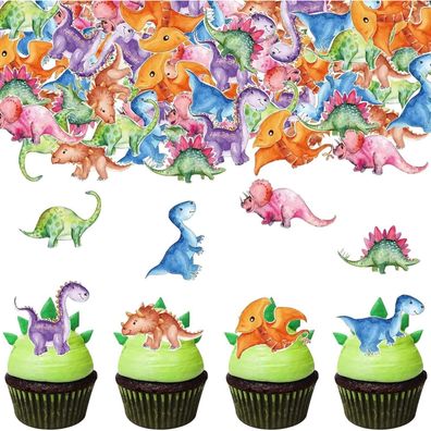 Catelves 50 Stück Essbare Tortendeko Dinosaurier - Perfekt für Dino-Geburtstage