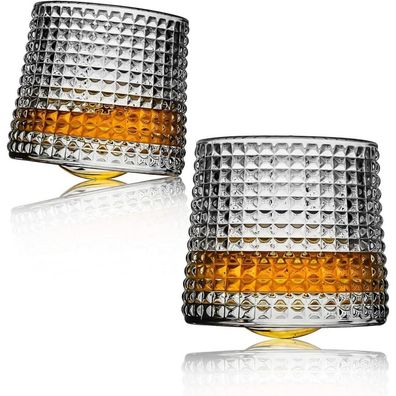 Webao Altmodische Whiskygläser 160ml, 2er Set, Handgeblasen Kristall, Bleifrei
